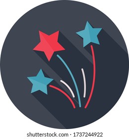 Stars flat icon USA for celebration national independence day - isolated black button on white background – colored symbols and shadow for federal holiday, july 4th