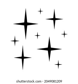 Sterne Symbol für flache Linie. Leuchtender Stern, Feuerwerk, Tinkel einzeln auf weißem Hintergrund. Rahmenzeichen für mobiles Konzept und Web-Design, Shop.