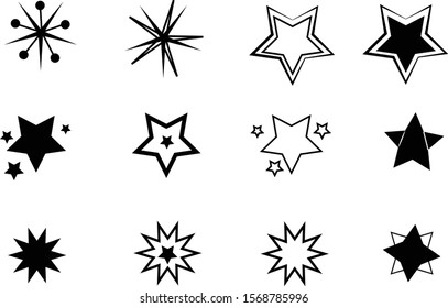 Stars flat line icons set,Pack of stars collection