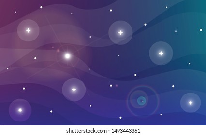 Stars flat vector illustration. Celestial bodies in galaxy backdrop design. Spacewalk. Astronomical objects in cosmos. Heavenly bodies cartoon graphics, gradient background