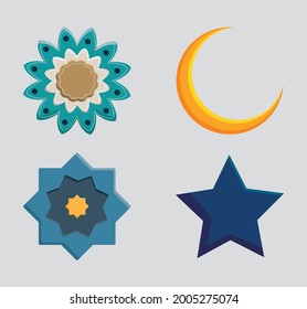 conjunto de iconos de estrellas y flores