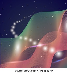 Stars fly to the outer space background