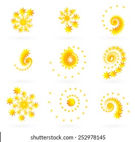 Stars following different spiral paths