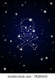Stars form a death's head constellation in the night