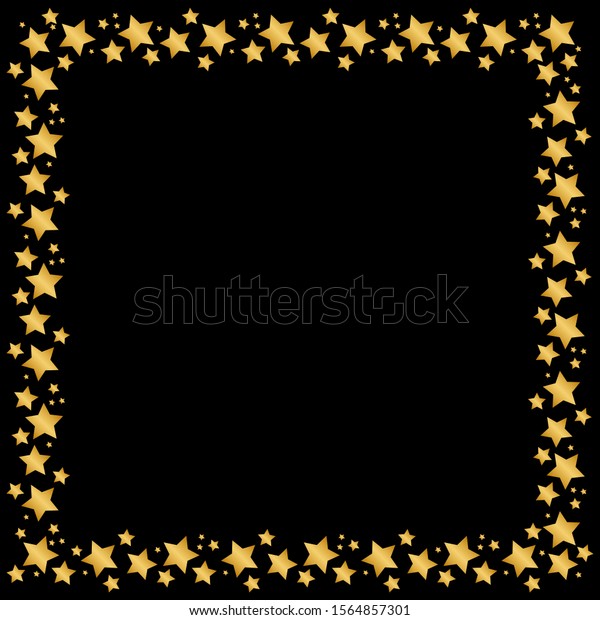 stars frame or border for\
christmas, holidays gold falling square vector background. magic\
stars on night sky backdrop. Square gold frame of random scatter\
golden stars 