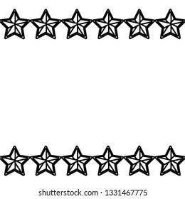 Stars frame white background black and white