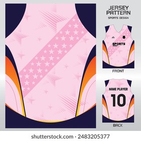 estrellas galaxias diseño de patrón azul rosado, ilustración, fondo textil para camiseta deportiva, maqueta de camiseta de camiseta de fútbol para club de fútbol.