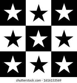 Stars geometric pattern. Black and white composition.