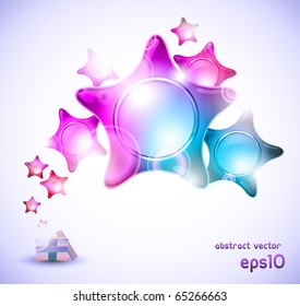 Stars in gift box (Abstract New Year and Xmas background)