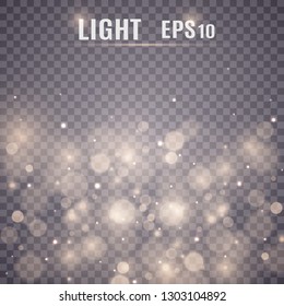 Stars glitter special light effect. Vector sparkles on transparent background. Christmas abstract pattern. Sparkling magic dust particles