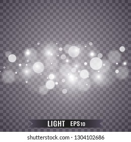 Stars glitter special light effect. Vector sparkles on transparent background. Christmas abstract pattern. Sparkling magic dust particles