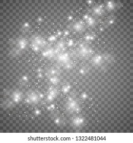 Stars glitter special light effect. Vector sparkles on transparent background. Christmas abstract pattern. Sparkling magic dust particles