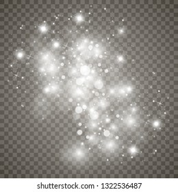 Stars glitter special light effect. Vector sparkles on transparent background. Christmas abstract pattern. Sparkling magic dust particles