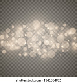 Stars glitter special light effect. Vector sparkles on transparent background. Christmas abstract pattern. Sparkling magic dust particles