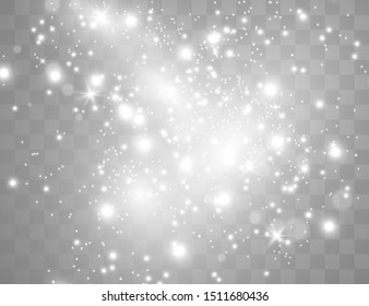 Stars glitter special light effect. Vector sparkles on transparent background. Christmas abstract pattern. Sparkling magic dust particles