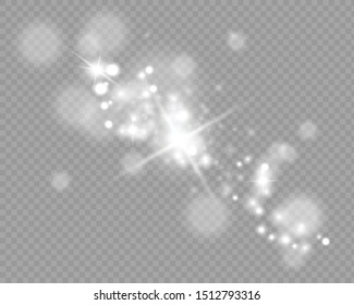 Stars glitter special light effect. Vector sparkles on transparent background. Christmas abstract pattern. Sparkling magic dust particles