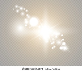 Stars glitter special light effect. Vector sparkles on transparent background. Christmas abstract pattern. Sparkling magic dust particles