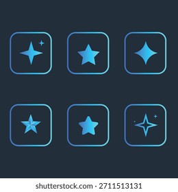 stars gradient blue icon set. Stars rating review icon. Stars set of realistic blue stars isolated. Symbol wye of leadership
