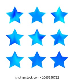 Stars gradient set. Colorful stars of different color tone on white background. Vector logo templates - icons and signs in bright colors. Sparkle lights gradient set. Premium color shapes for icons.