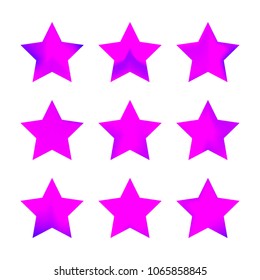 Stars gradient set. Colorful stars of different color tone on white background. Vector logo templates - icons and signs in bright colors. Sparkle lights gradient set. Premium color shapes for icons.