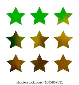 Stars gradient set. Colorful stars of different color tone on white background. Vector logo templates - icons and signs in bright colors. Sparkle lights gradient set. Premium color shapes for icons.