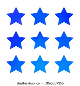 Stars gradient set. Colorful stars of different color tone on white background. Vector logo templates - icons and signs in bright colors. Sparkle lights gradient set. Premium color shapes for icons.