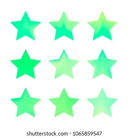 Stars gradient set. Colorful stars of different color tone on white background. Vector logo templates - icons and signs in bright colors. Sparkle lights gradient set. Premium color shapes for icons.