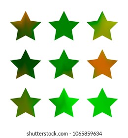 Stars gradient set. Colorful stars of different color tone on white background. Vector logo templates - icons and signs in bright colors. Sparkle lights gradient set. Premium color shapes for icons.