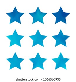 Stars gradient set. Colorful stars of different color tone on white background. Vector logo templates - icons and signs in bright colors. Sparkle lights gradient set. Premium color shapes for icons.