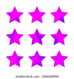 Stars gradient set. Colorful stars of different color tone on white background. Vector logo templates - icons and signs in bright colors. Sparkle lights gradient set. Premium color shapes for icons.