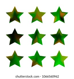 Stars gradient set. Colorful stars of different color tone on white background. Vector logo templates - icons and signs in bright colors. Sparkle lights gradient set. Premium color shapes for icons.