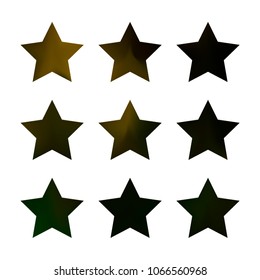 Stars gradient set. Colorful stars of different color tone on white background. Vector logo templates - icons and signs in bright colors. Sparkle lights gradient set. Premium color shapes for icons.