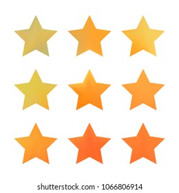 Stars gradient set. Colorful stars of different color tone on white background. Vector logo templates - icons and signs in bright colors. Sparkle lights gradient set. Premium color shapes for icons.