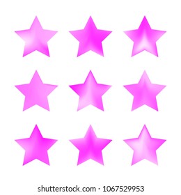 Stars gradient set. Colorful stars of different color tone on white background. Vector logo templates - icons and signs in bright colors. Sparkle lights gradient set. Premium color shapes for icons.