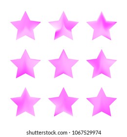 Stars gradient set. Colorful stars of different color tone on white background. Vector logo templates - icons and signs in bright colors. Sparkle lights gradient set. Premium color shapes for icons.