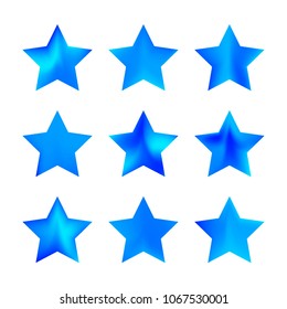 Stars gradient set. Colorful stars of different color tone on white background. Vector logo templates - icons and signs in bright colors. Sparkle lights gradient set. Premium color shapes for icons.