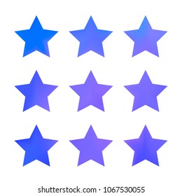 Stars gradient set. Colorful stars of different color tone on white background. Vector logo templates - icons and signs in bright colors. Sparkle lights gradient set. Premium color shapes for icons.