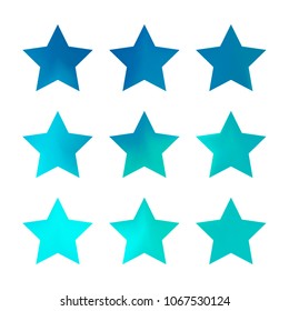 Stars gradient set. Colorful stars of different color tone on white background. Vector logo templates - icons and signs in bright colors. Sparkle lights gradient set. Premium color shapes for icons.