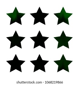 Stars gradient set. Colorful stars of different color tone on white background. Vector logo templates - icons and signs in bright colors. Sparkle lights gradient set. Premium color shapes for icons.