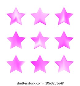 Stars gradient set. Colorful stars of different color tone on white background. Vector logo templates - icons and signs in bright colors. Sparkle lights gradient set. Premium color shapes for icons.