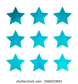Stars gradient set. Colorful stars of different color tone on white background. Vector logo templates - icons and signs in bright colors. Sparkle lights gradient set. Premium color shapes for icons.