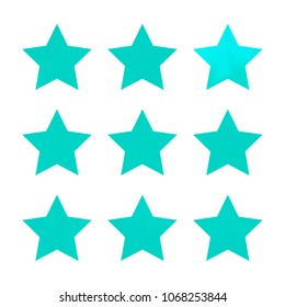 Stars gradient set. Colorful stars of different color tone on white background. Vector logo templates - icons and signs in bright colors. Sparkle lights gradient set. Premium color shapes for icons.