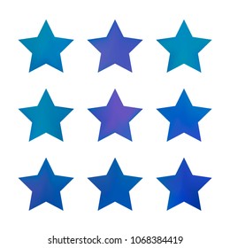Stars gradient set. Colorful stars of different color tone on white background. Vector logo templates - icons and signs in bright colors. Sparkle lights gradient set. Premium color shapes for icons.
