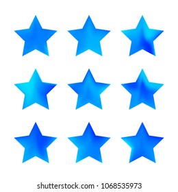 Stars gradient set. Colorful stars of different color tone on white background. Vector logo templates - icons and signs in bright colors. Sparkle lights gradient set. Premium color shapes for icons.
