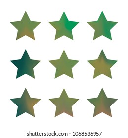 Stars gradient set. Colorful stars of different color tone on white background. Vector logo templates - icons and signs in bright colors. Sparkle lights gradient set. Premium color shapes for icons.