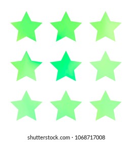 Stars gradient set. Colorful stars of different color tone on white background. Vector logo templates - icons and signs in bright colors. Sparkle lights gradient set. Premium color shapes for icons.