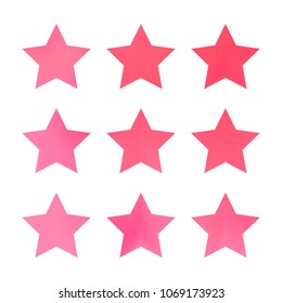 Stars gradient set. Colorful stars of different color tone on white background. Vector logo templates - icons and signs in bright colors. Sparkle lights gradient set. Premium color shapes for icons.