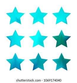 Stars gradient set. Colorful stars of different color tone on white background. Vector logo templates - icons and signs in bright colors. Sparkle lights gradient set. Premium color shapes for icons.
