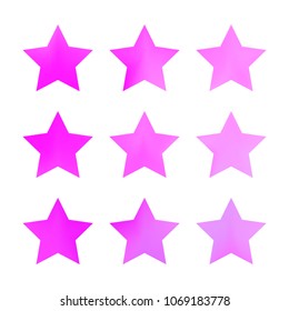 Stars gradient set. Colorful stars of different color tone on white background. Vector logo templates - icons and signs in bright colors. Sparkle lights gradient set. Premium color shapes for icons.