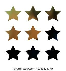 Stars gradient set. Colorful stars of different color tone on white background. Vector logo templates - icons and signs in bright colors. Sparkle lights gradient set. Premium color shapes for icons.
